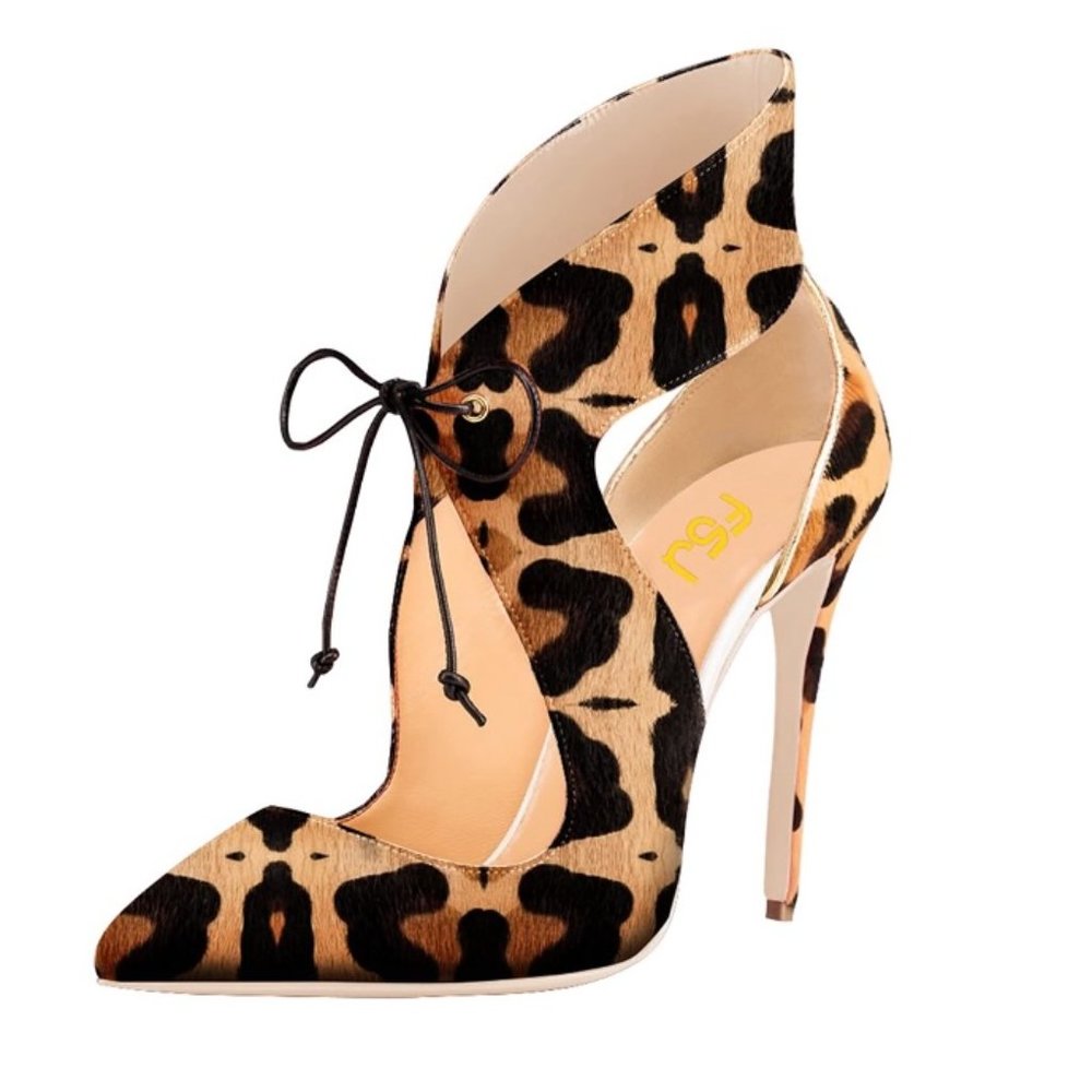 FSJ Pointed Toe Leopard Print High Stiletto Heels